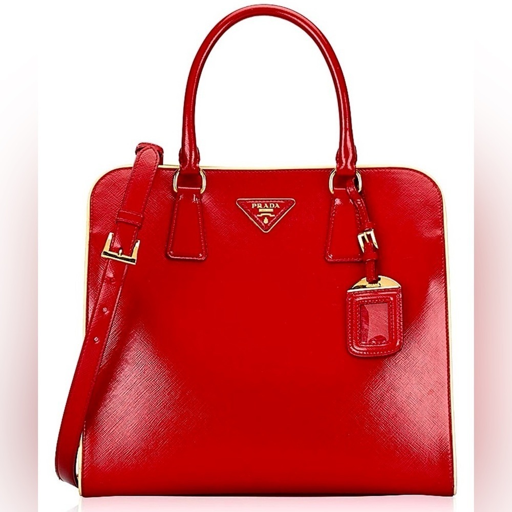 Auth. PRADA 2012 Candy Apple Red Saffiano Leather Tote - Picture 3 of 15